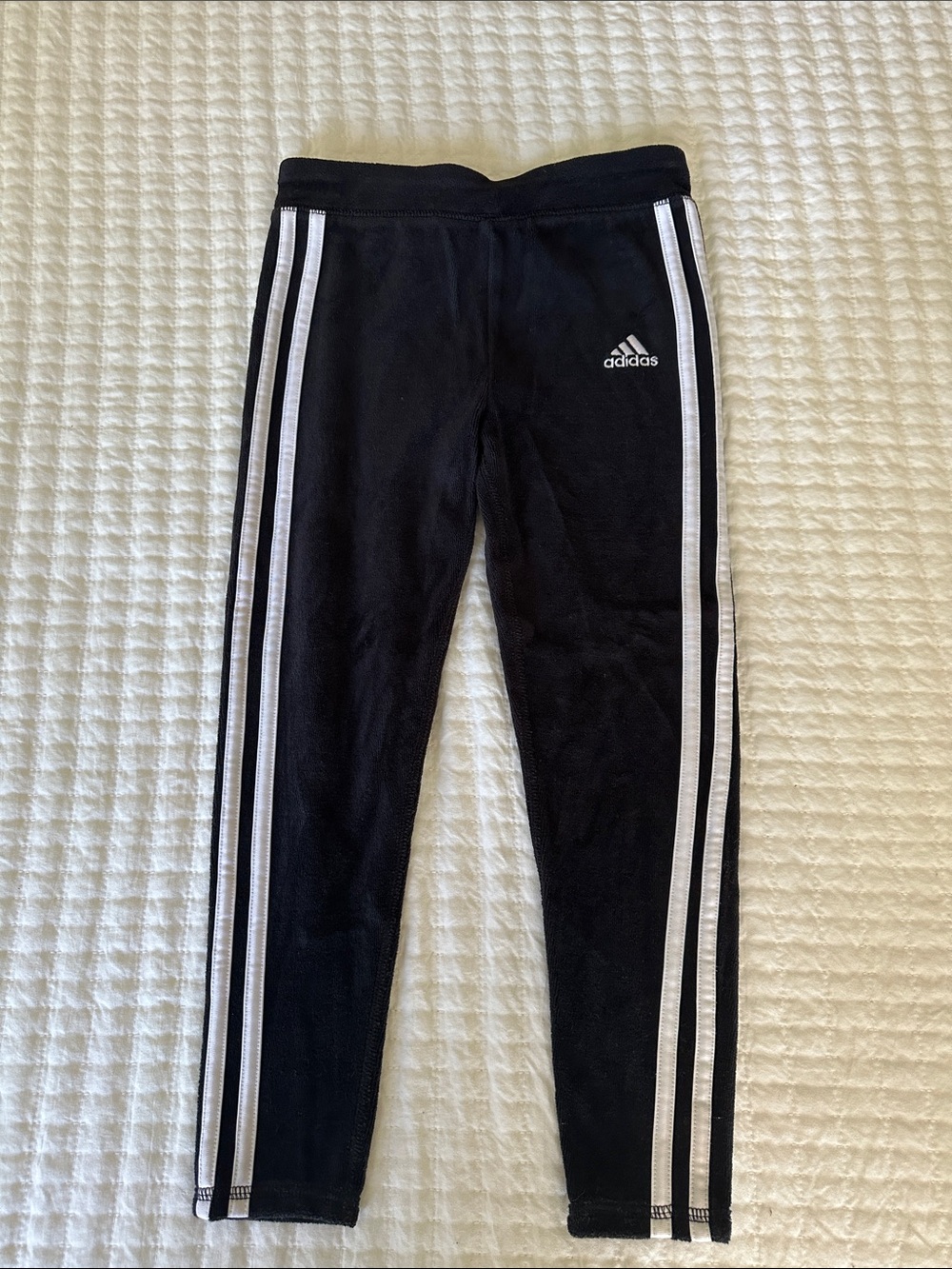 adidas Black velvet  Leggings with White Side Stripes